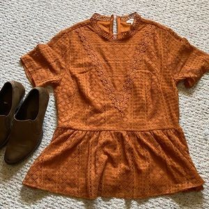 Cute burnt orange lacy top